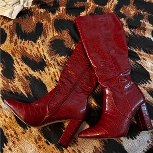 Catherine Malandrino Red Crocodile Boots